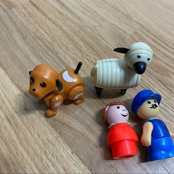 Vintage Little People Figure Lot Bundle Posable Dog Sheep Girl Mustache Man - Picture 3 of 9